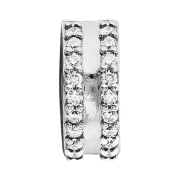 (W) Pandora Double Lined Pave Clip Charm Sterling Silver Clear
