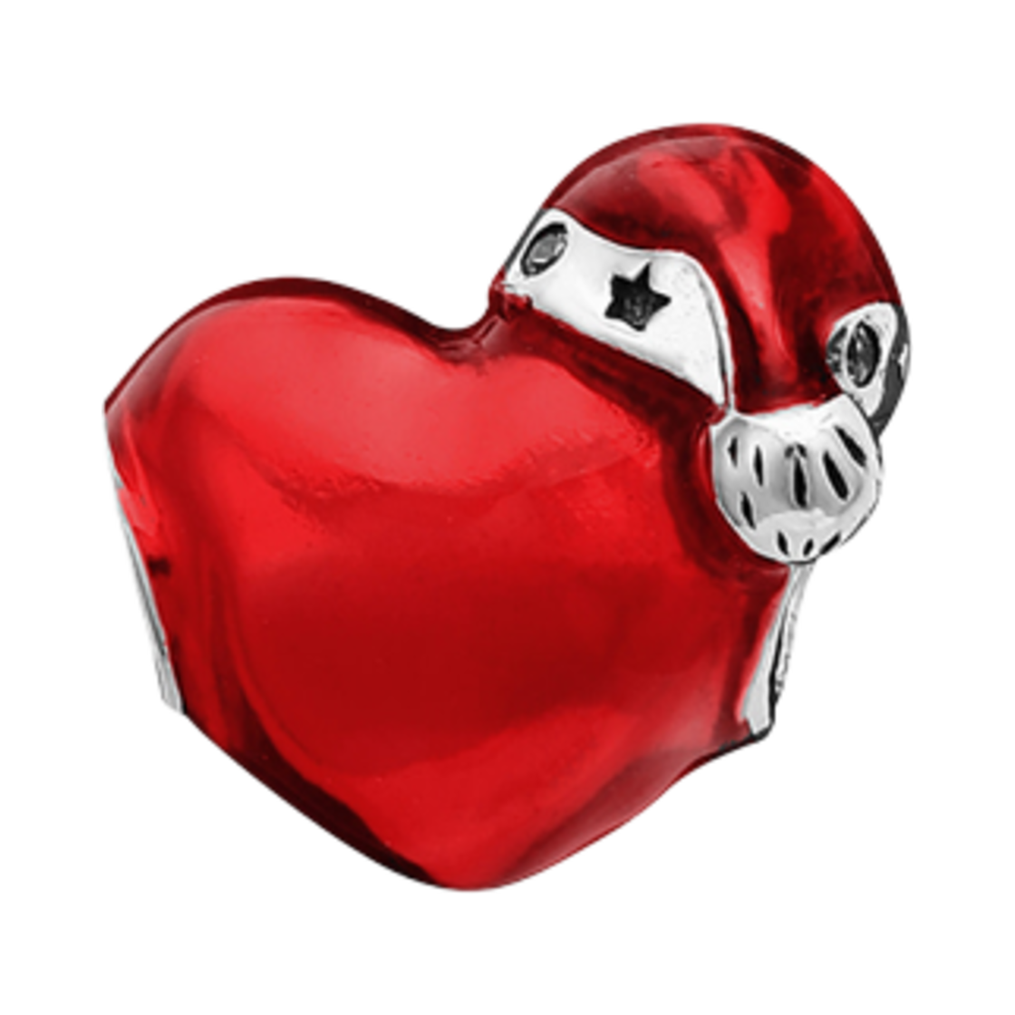 (W) 판도라 크리스마스 하트 참 메탈릭 레드 스털링 실버((W) Pandora Christmas Heart Charm Metallic Red Sterling Silver) - 1