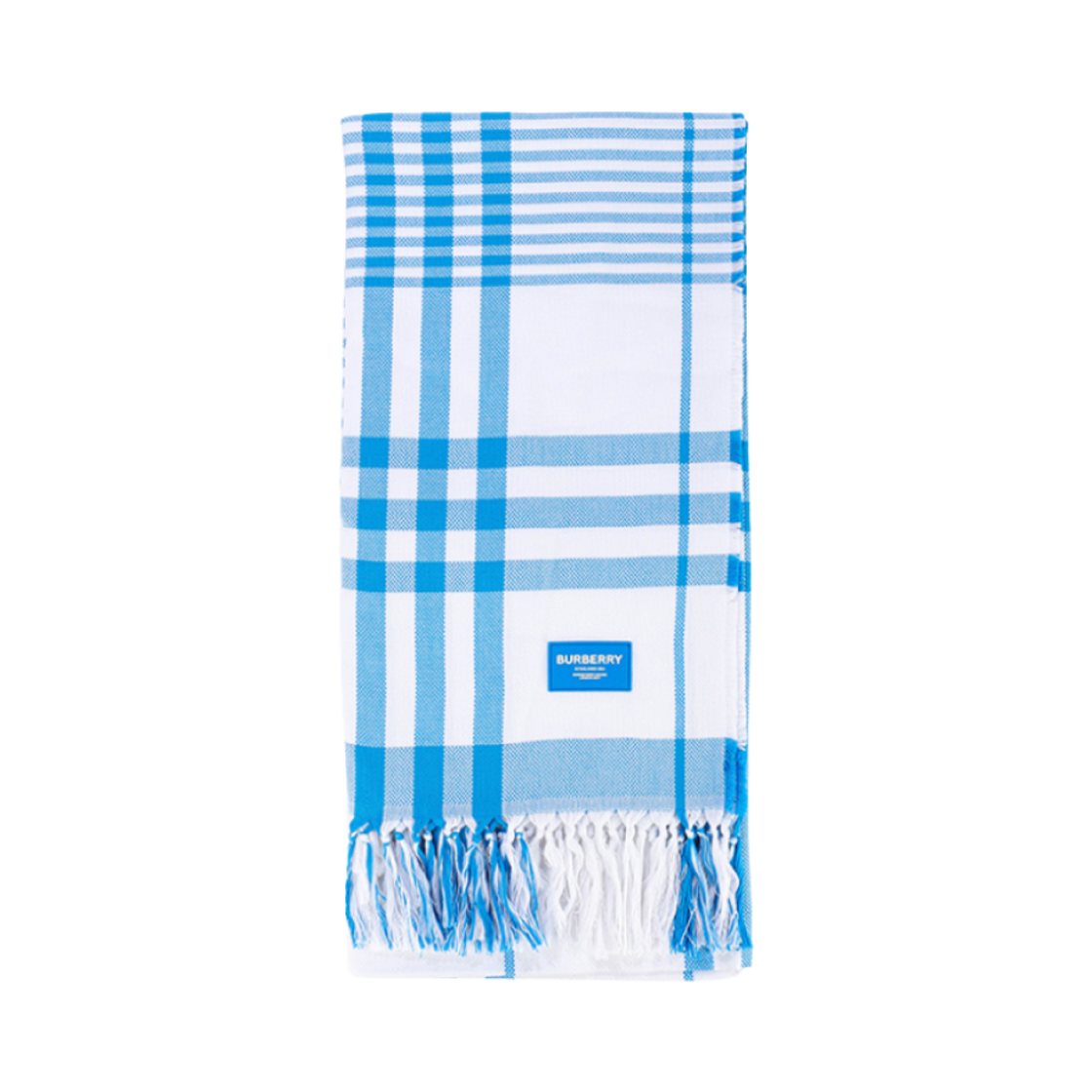 8068855 (W) Burberry Cotton Stripe Beach Muffler Vivid Blue White