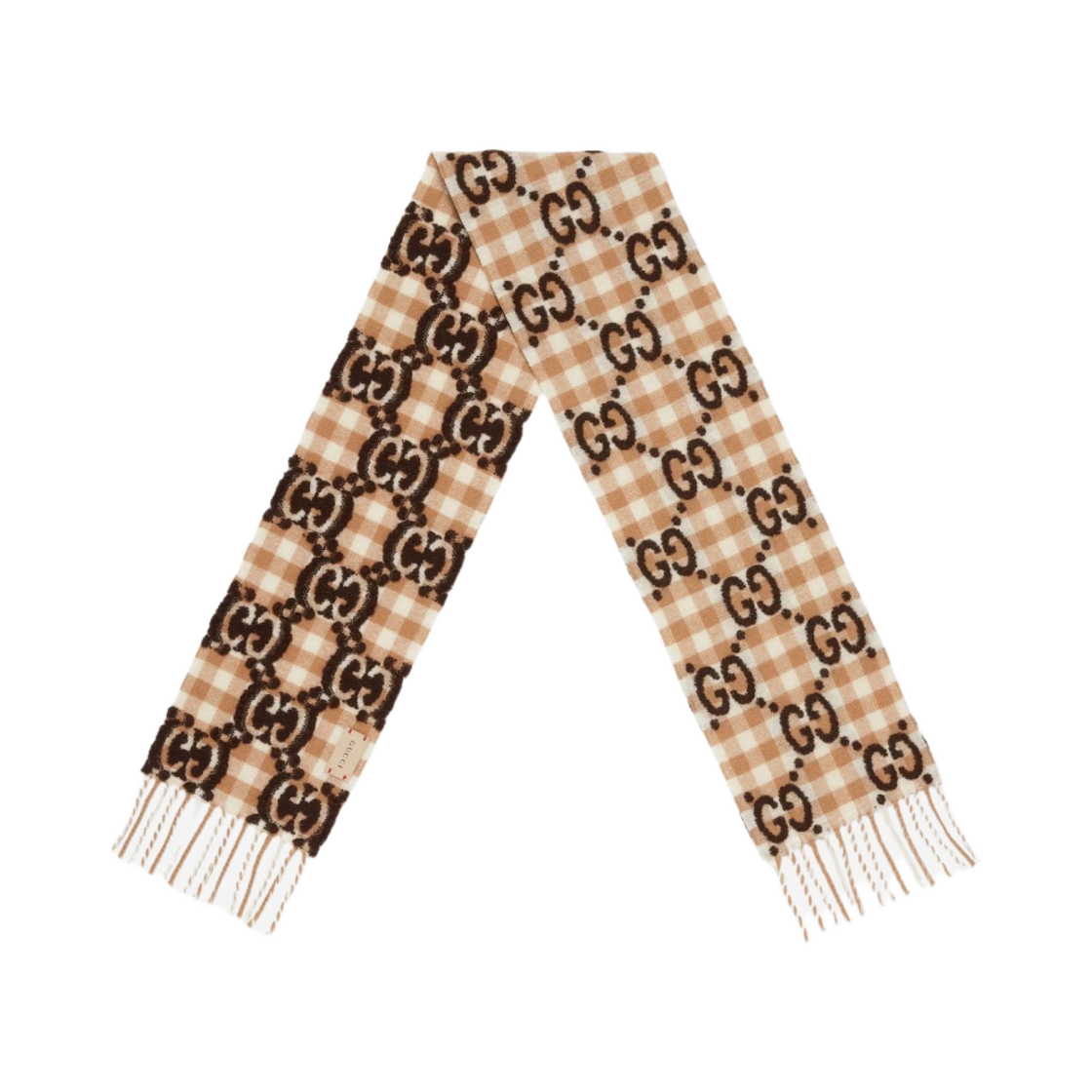 (키즈) 구찌 블렌드 머플러 카멜 아이보리 다크 브라운((Kids) Gucci Wool Blend Muffler Camel Ivory Dark Brown) - 2