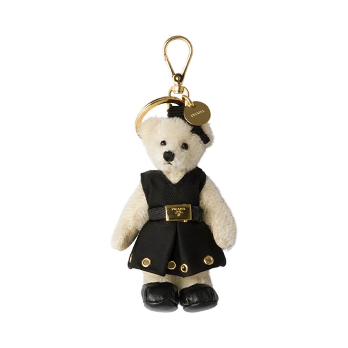 1TO050-2EVI-F0009 Prada Teddy Bag Charm with Metal Ring White