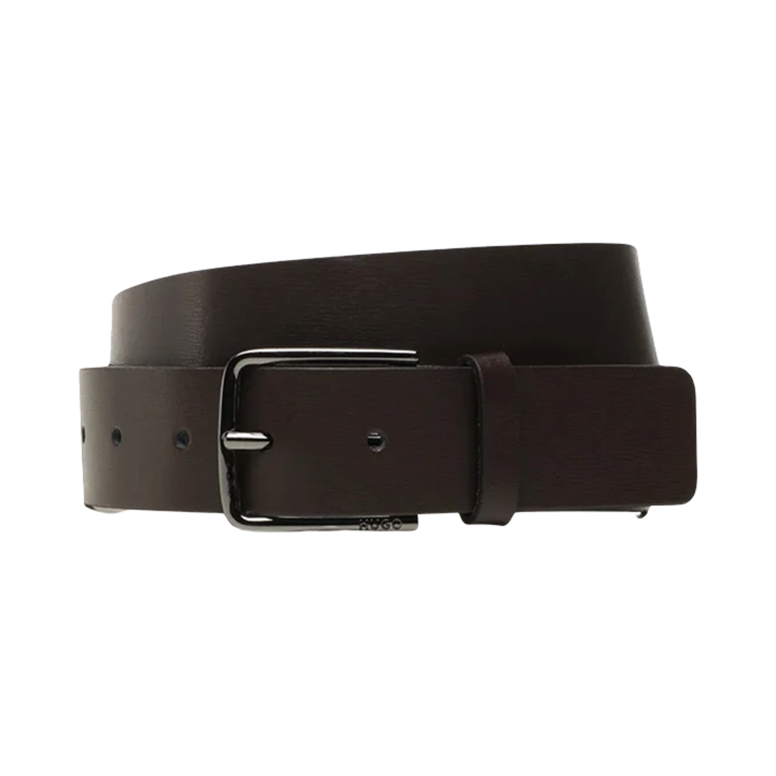 50491997-205 Hugo Boss Grained Leather Belt with Logo Buckle Dark Brown