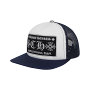 Chrome Hearts CH Hollywood Trucker Hat Navy White