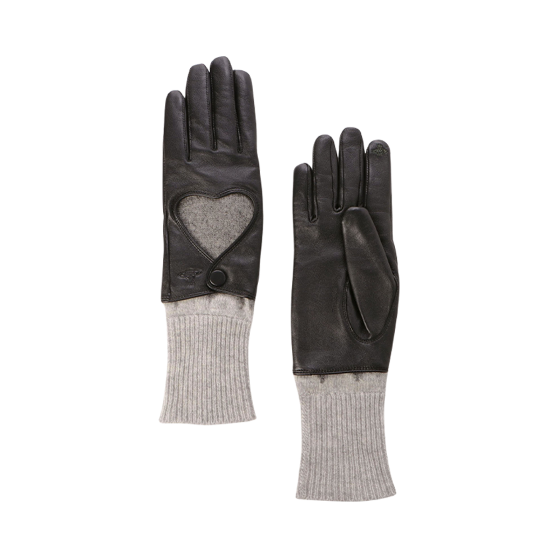 506727998 (W) Vivienne Westwood Open Heart Layered Gloves Black