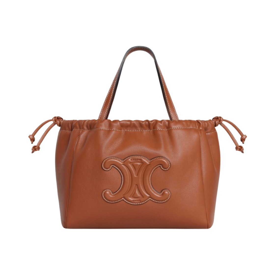 셀린느 스무스 카프스킨 스몰 카바스 드로우스트링 레더 트리옹프 탄(Celine Small Cabas Drawstring Cuir Triomphe in Smooth Calfskin Tan) - 1