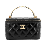 Chanel Clutch with Chain Shiny Calfskin & Gold Black