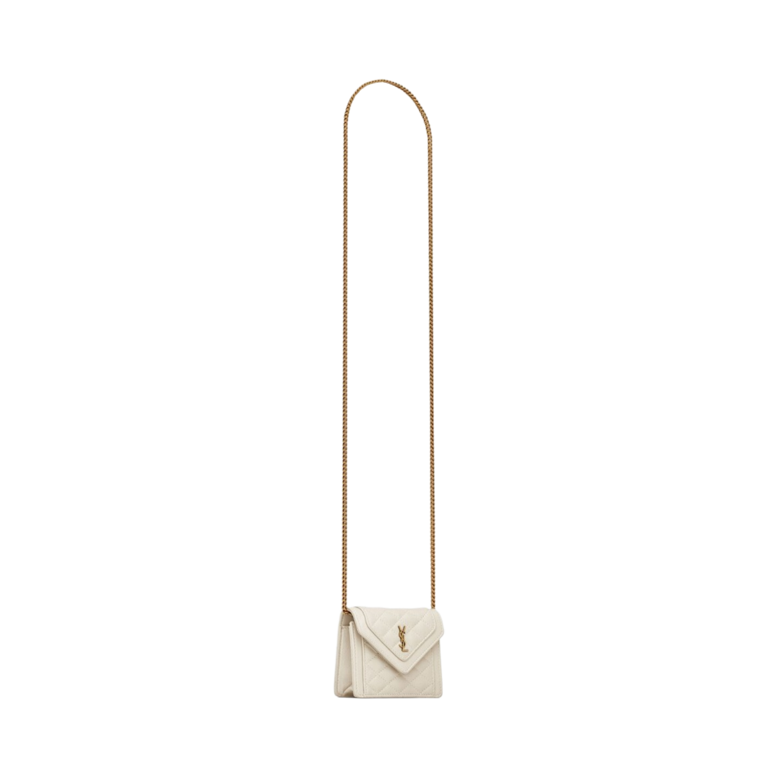 생로랑 퀼티드 램스킨 가비 마이크로백 블랑 빈티지(Saint Laurent Gaby Micro Bag in Quilted Lambskin Blanc Vintage) - 2