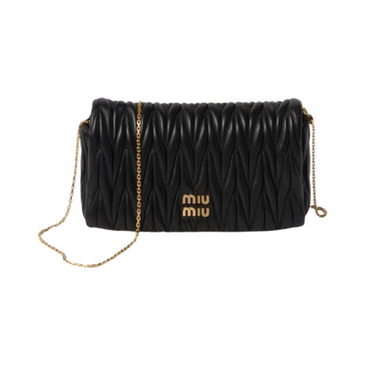 5BP086-N88-F0002/5BP086-AN88-F0002 Miu Miu Matelasse Nappa Leather Mini Bag Black