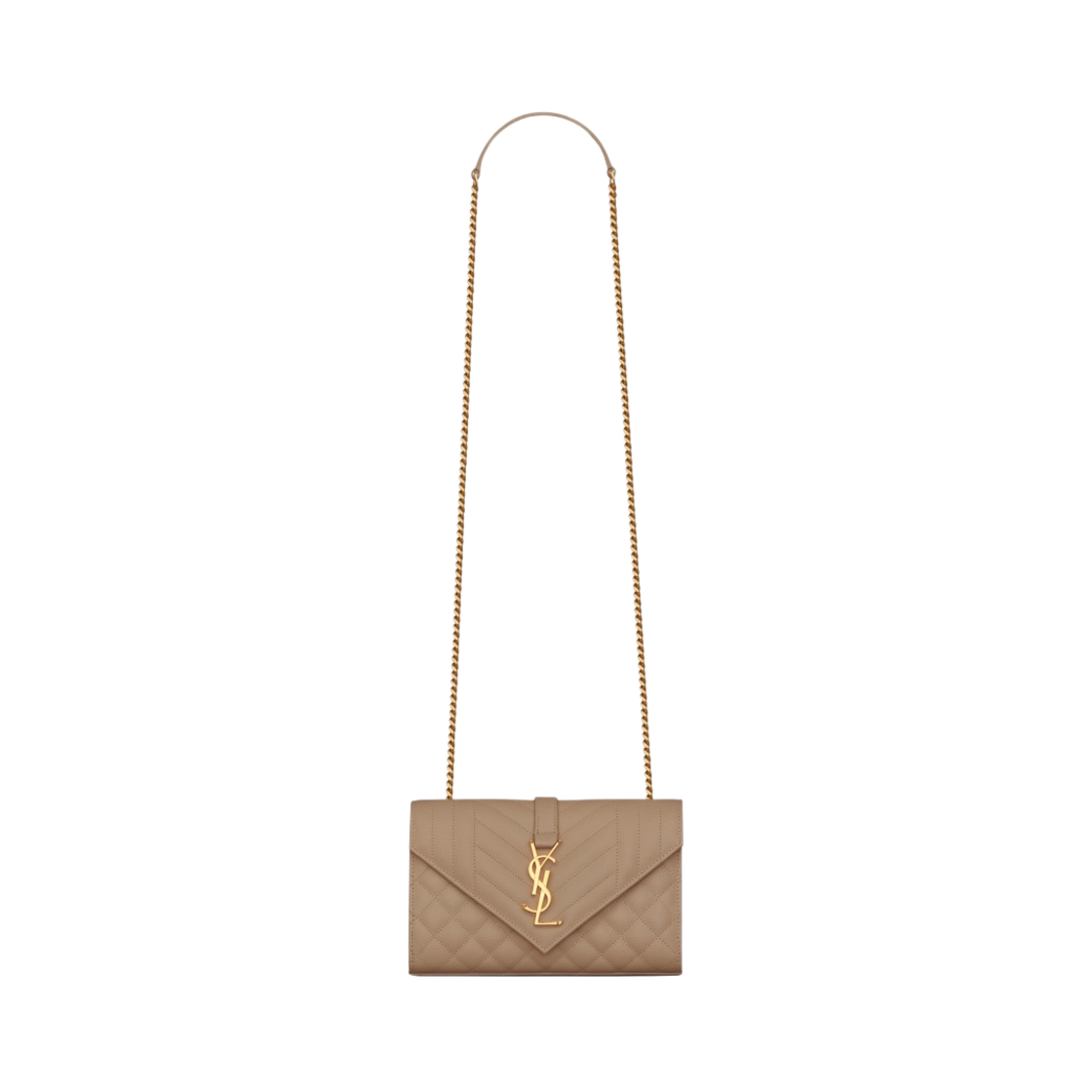 생로랑 엔벨로프 스몰 믹스 마틀라세 그레인 드 뿌드르 엠보스 레더 그레이쉬 브라운(Saint Laurent Envelope Small In Mix Matelasse Grain De Poudre Embossed Leather Greyish Brown) - 1