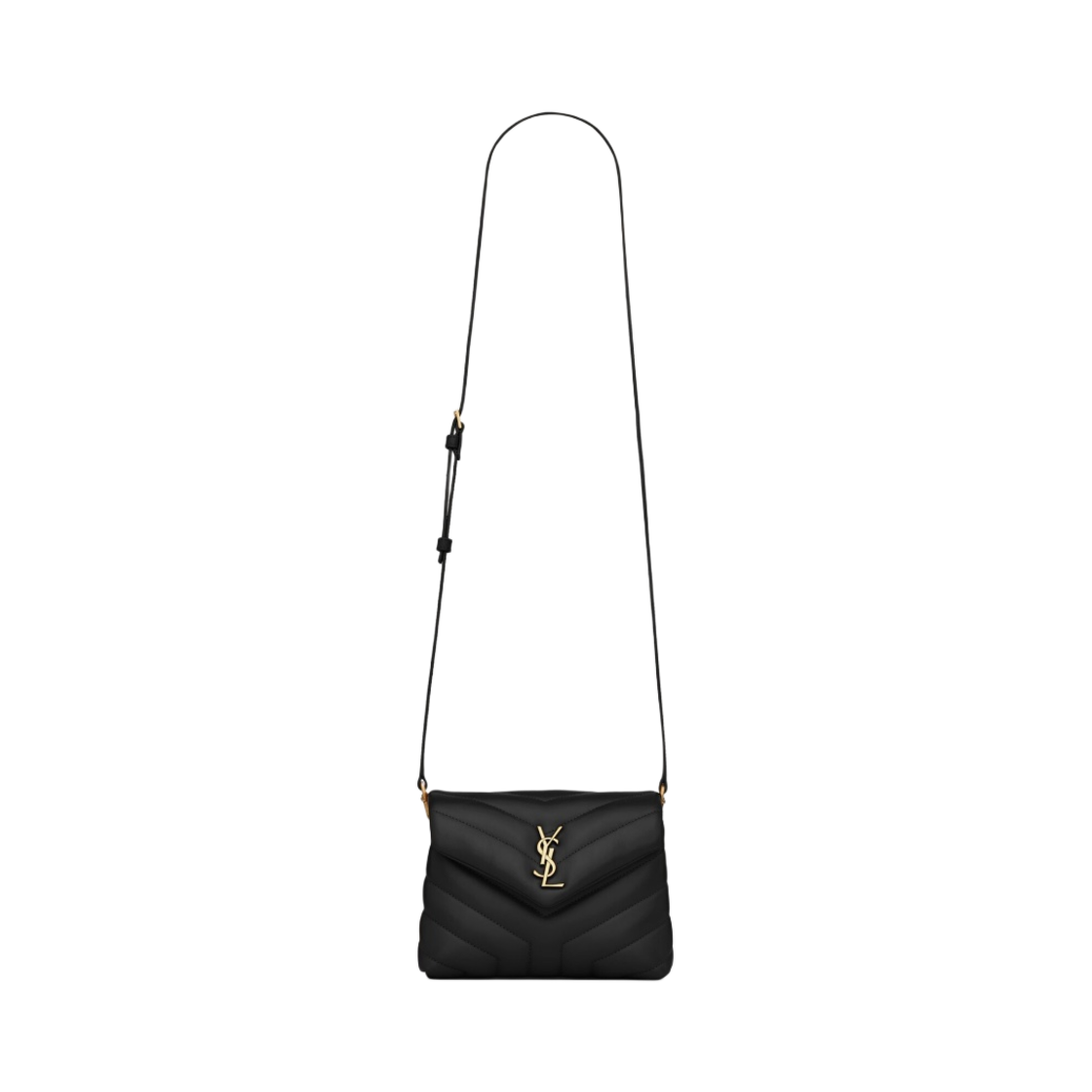 678401-DV707-1000 Saint Laurent Bronze Monogram Loulou Toy Bag in Matelasse Y Leather Black