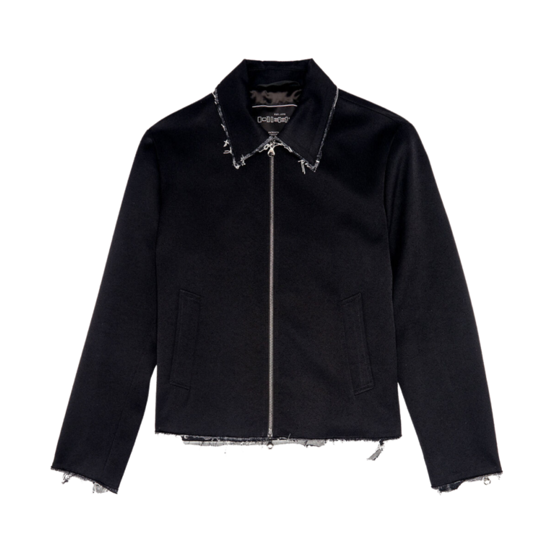 디젤 J-프롬-프린지 프레이드 데님 엣지 부클 자켓 블랙(Diesel J-Prom-Fringes Boucle Jacket with Frayed Denim Edges Black)