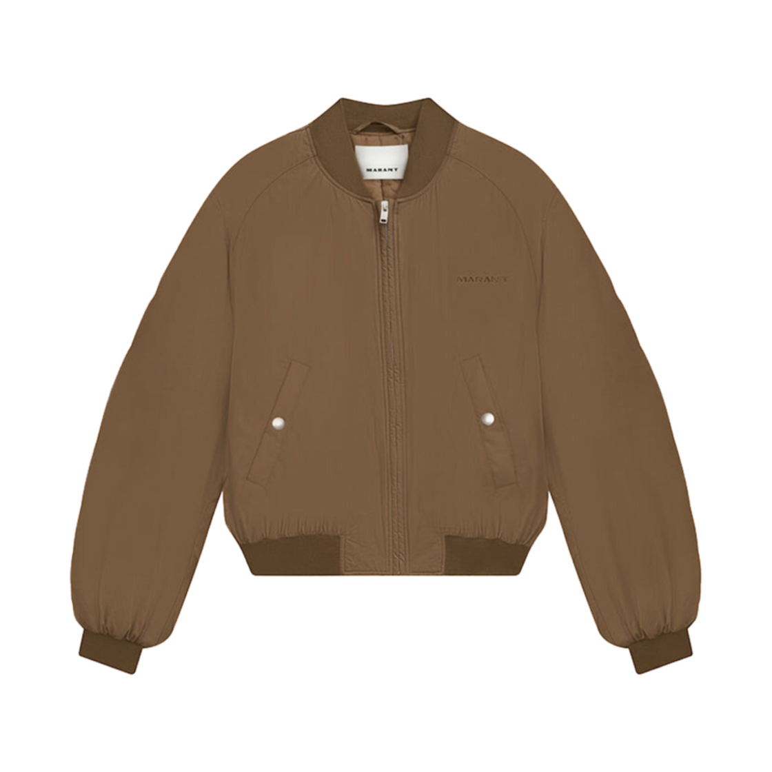 VE0252FA-B3C02E-67KI (W) Isabel Marant Bessime Plain-Colored Cotton Blend Bomber Jacket Khaki - 24FW