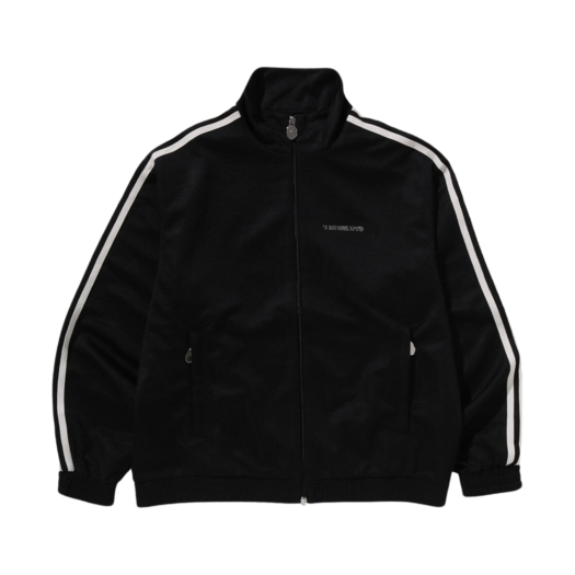 0ZXSWM113309N BAPE Line Camo Jacquard Bathing Ape Logo Relaxed Fit Track Jacket Black