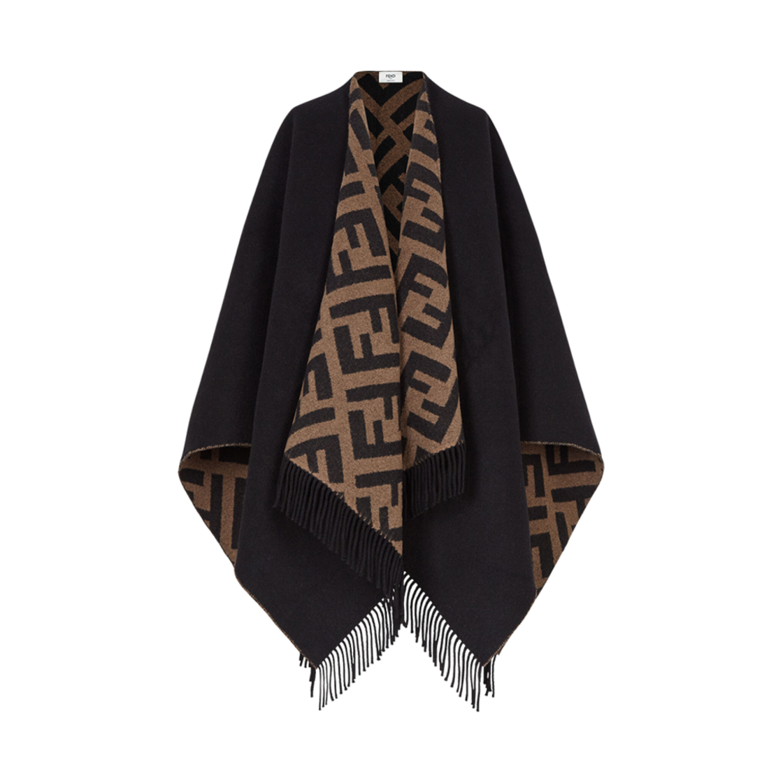 FXX715AEOWF0QT1 (W) Fendi FF Wool Cashmere Poncho Multicolor