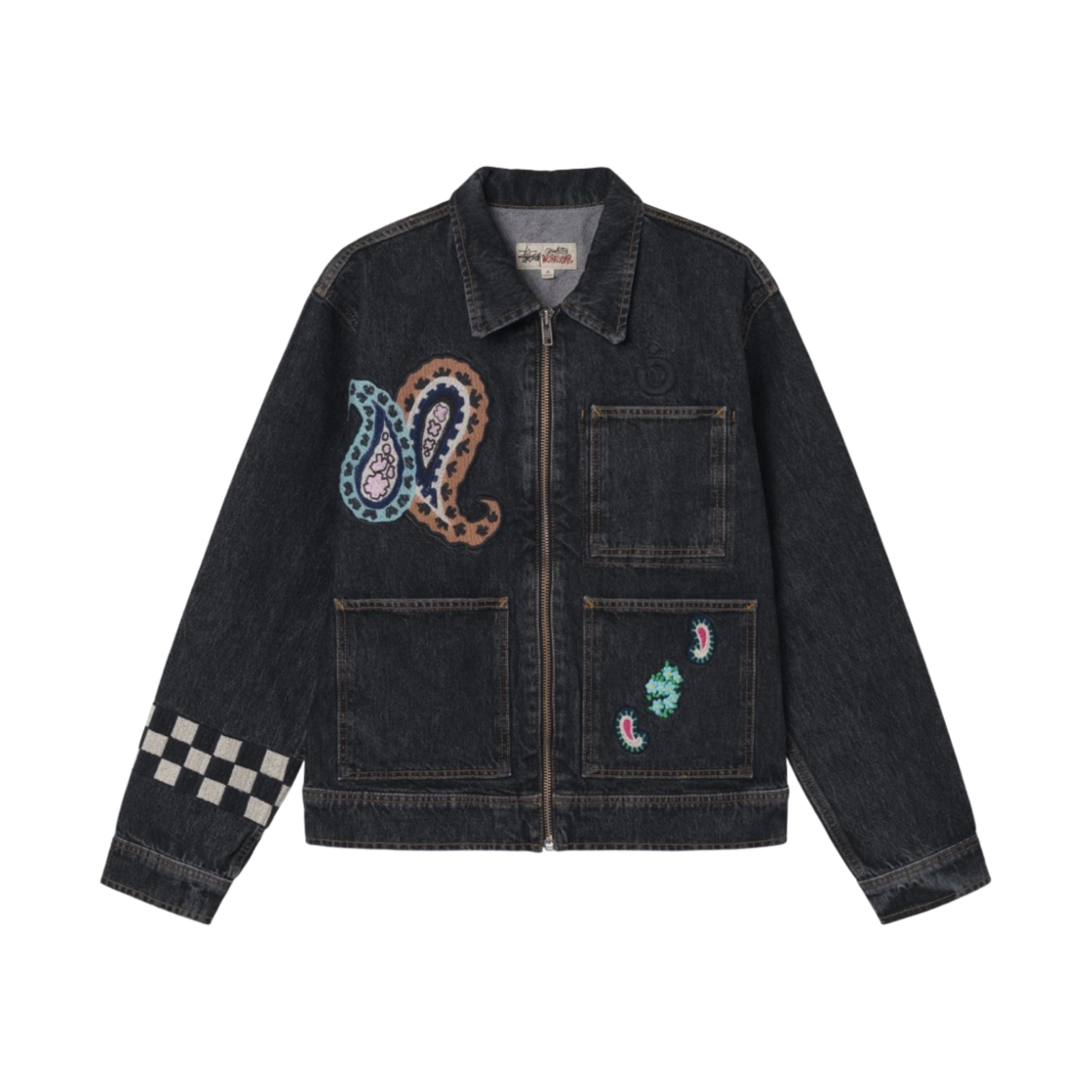 스투시 x 노마 t.d. 데님 집 워크 자켓 워시드 블랙 | Stussy