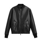 Zara Faux Leather Bomber Jacket Black