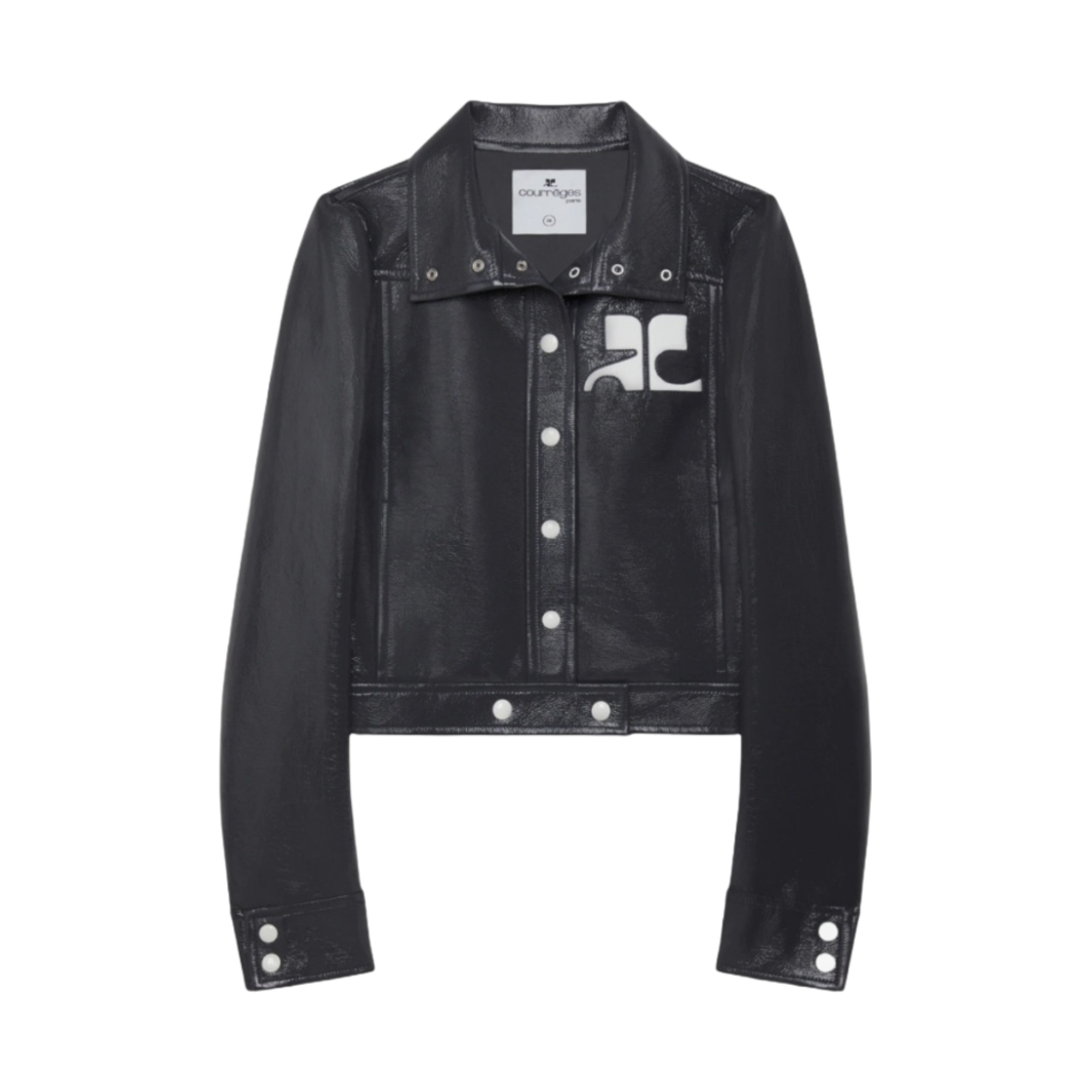 (W) 꾸레쥬 아이코닉 비닐 자켓 스틸 그레이((W) Courreges Iconic Vinyl Jacket Steel Grey)