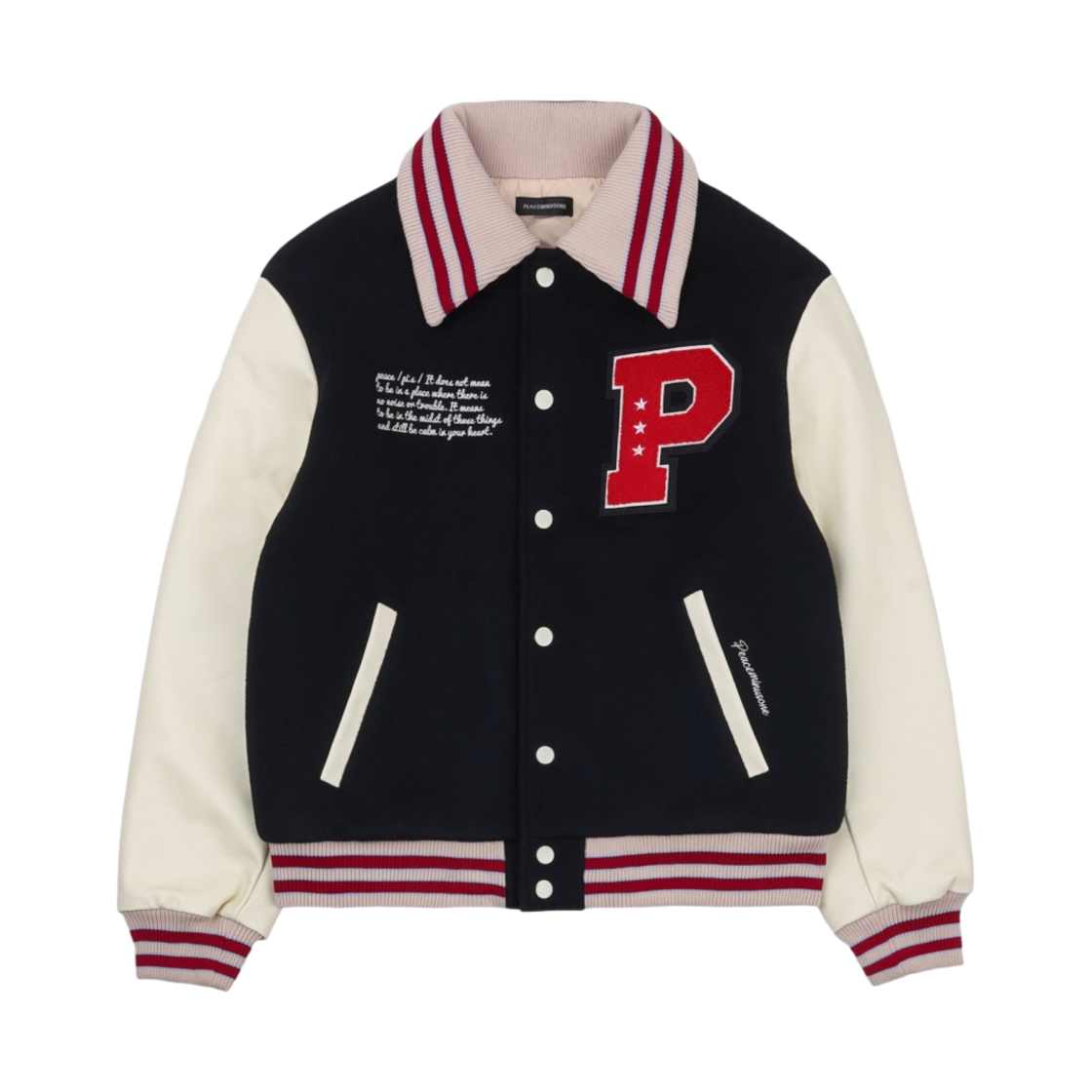 PMOJK049BK Peaceminusone Varsity Jacket #1 Black