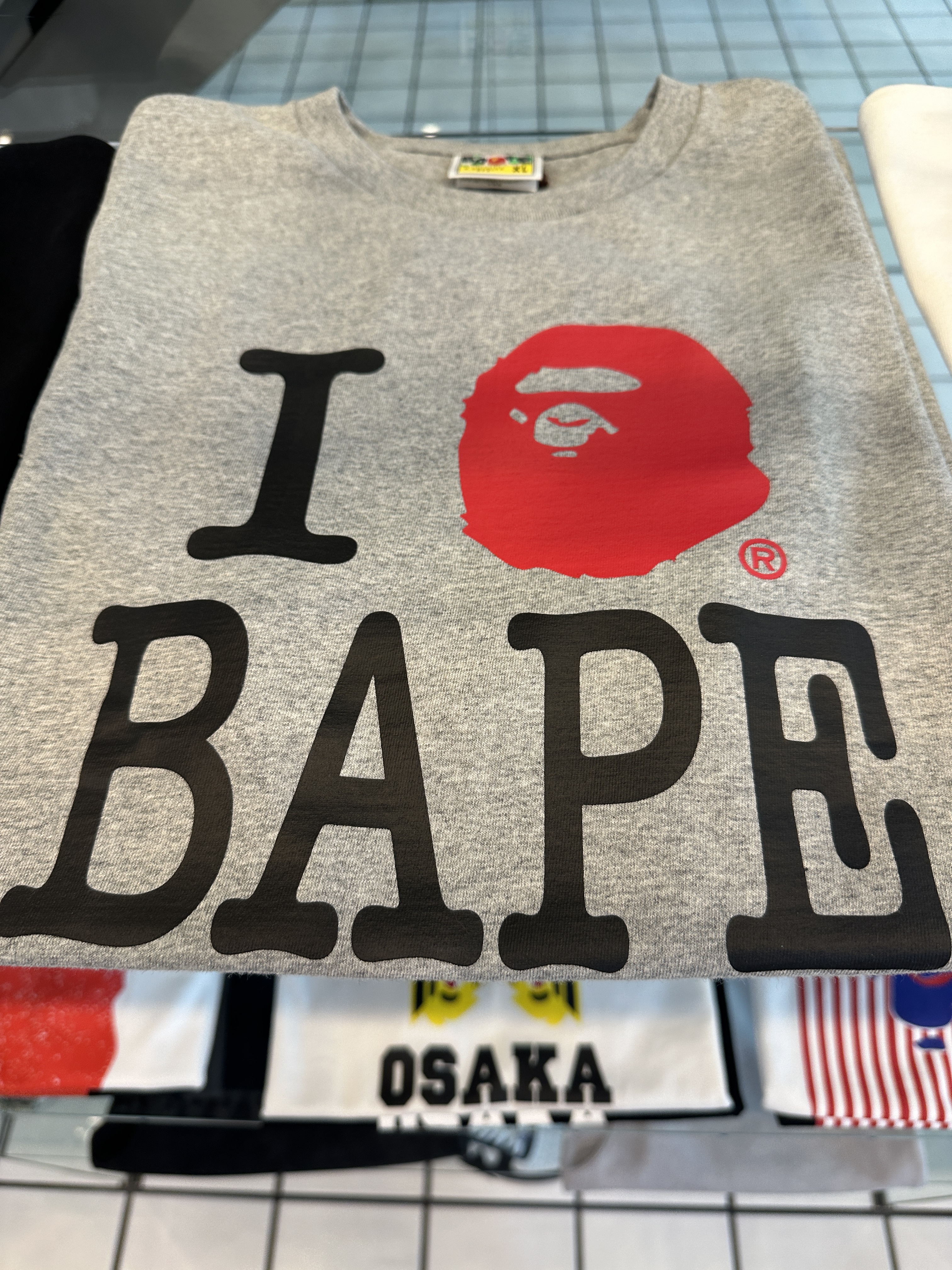 BAPE I Love Bape Osaka T-Shirt Gray - Osaka Pop-Up Store Exclusive 착용 스타일