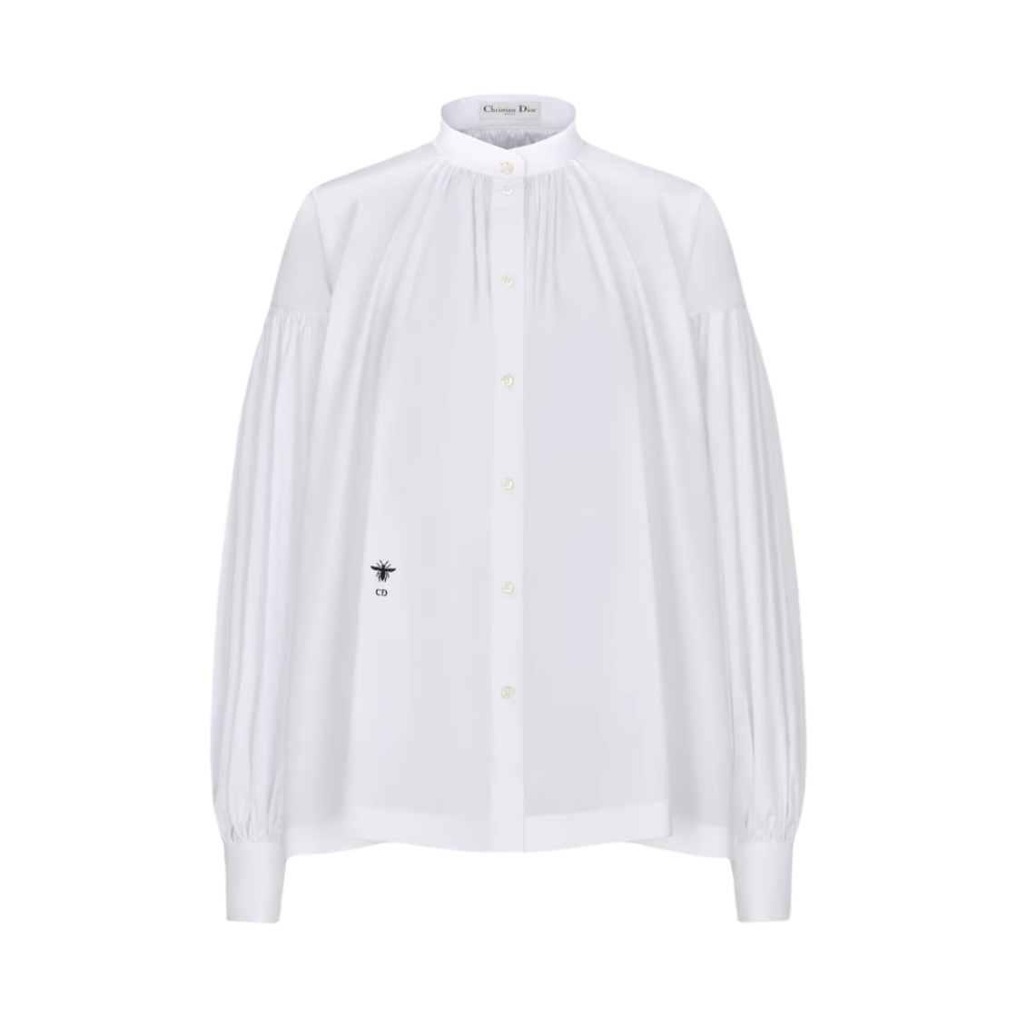(W) 디올 플리츠 코튼 포플린 블라우스 화이트((W) Dior Pleated Cotton Poplin Blouse White) - 1