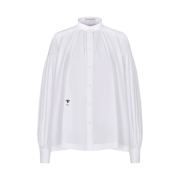 (W) Dior Pleated Cotton Poplin Blouse White