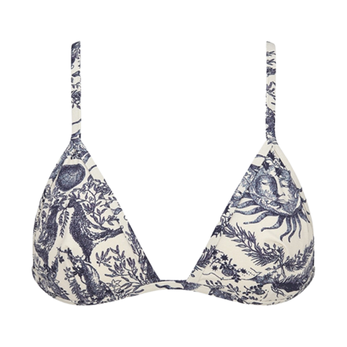 (W) 디올 비키니 탑 화이트 네이비 블루 트왈 쏠레이 모티프((W) Dior Bikini Top White Navy Blue Toile Soleil Motif) - 1