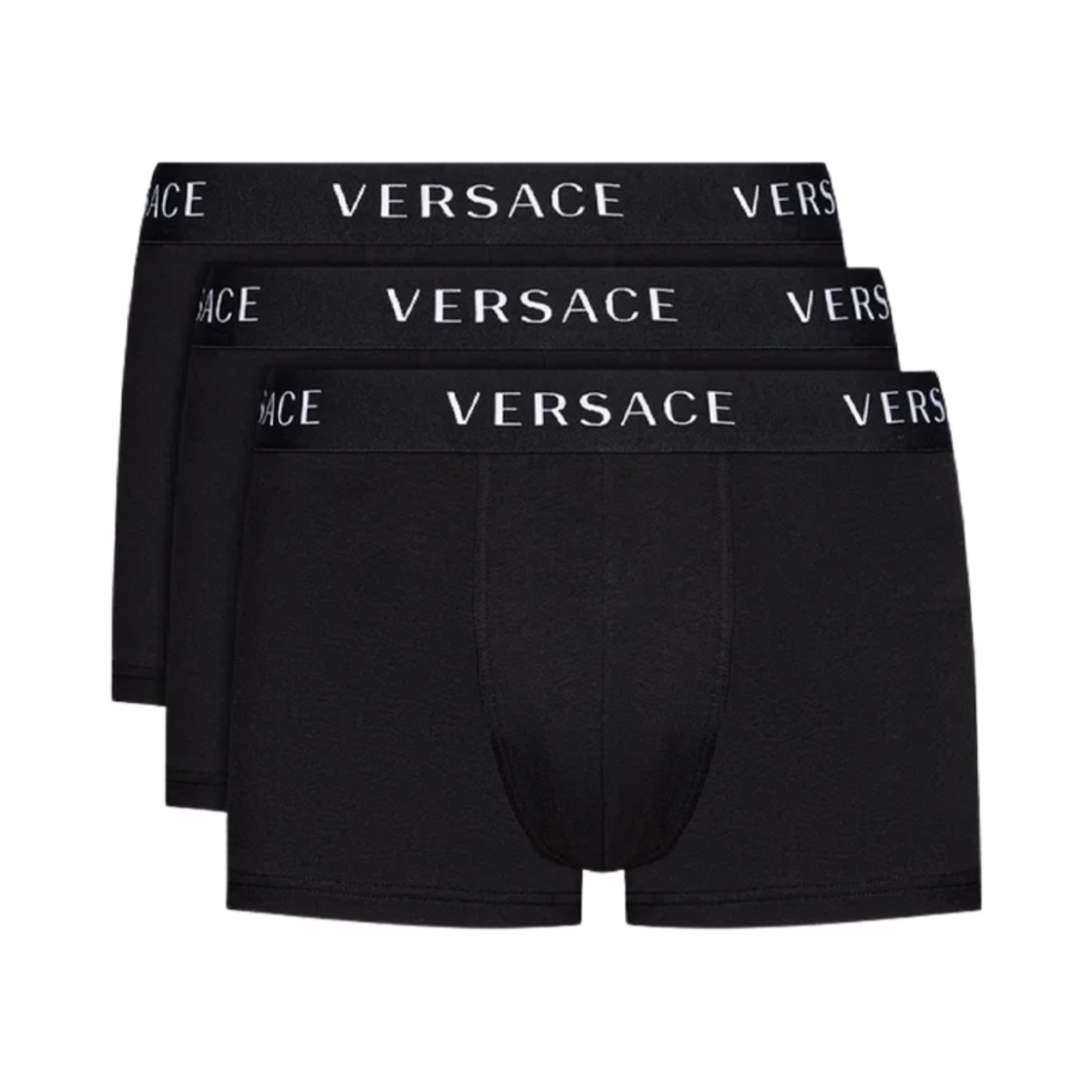 AU04320-AC00058-A3197 Versace Logo Waistband Boxer Briefs Black (3 Pack)