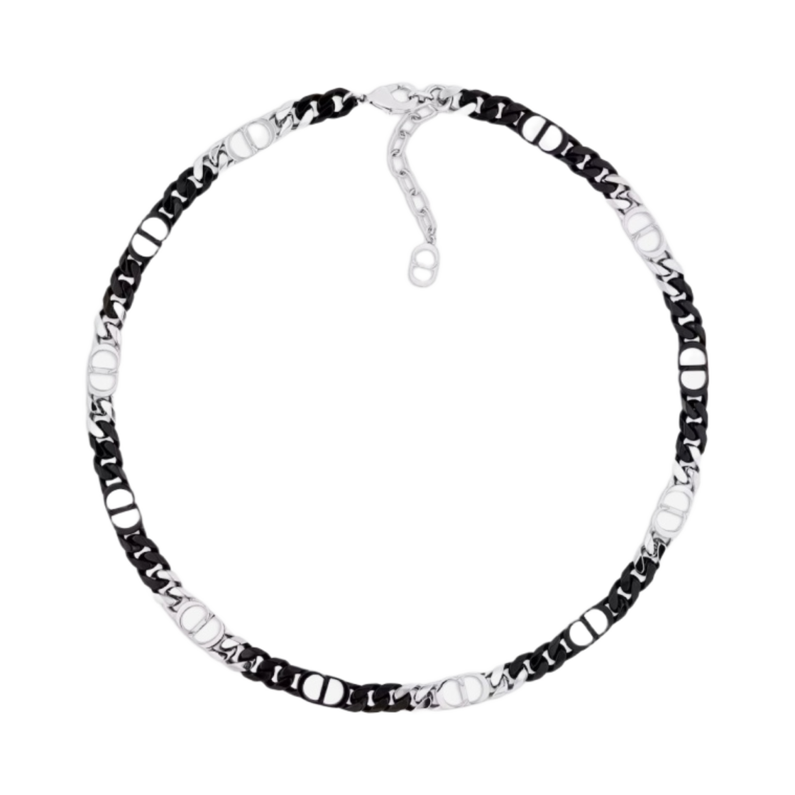 디올 CD 1947 네클리스 실버 피니쉬 브래스 블랙 레진(Dior CD 1947 Necklace Silver Finish Brass Black Resin) - 1