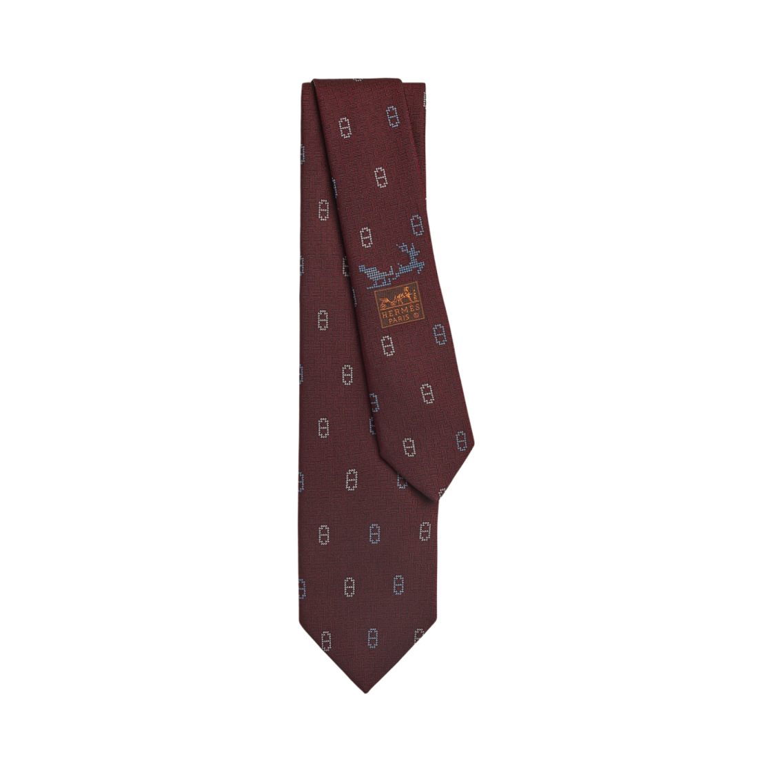 에르메스 마이옹 디히비어 타이 실크 & 보르도 씨엘 블랑(Hermes Maillon D'Hiver Tie Silk & Bordeaux Ciel Blanc) - 1
