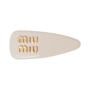 (W) Miu Miu Patent Leather Hair Clip Ivory