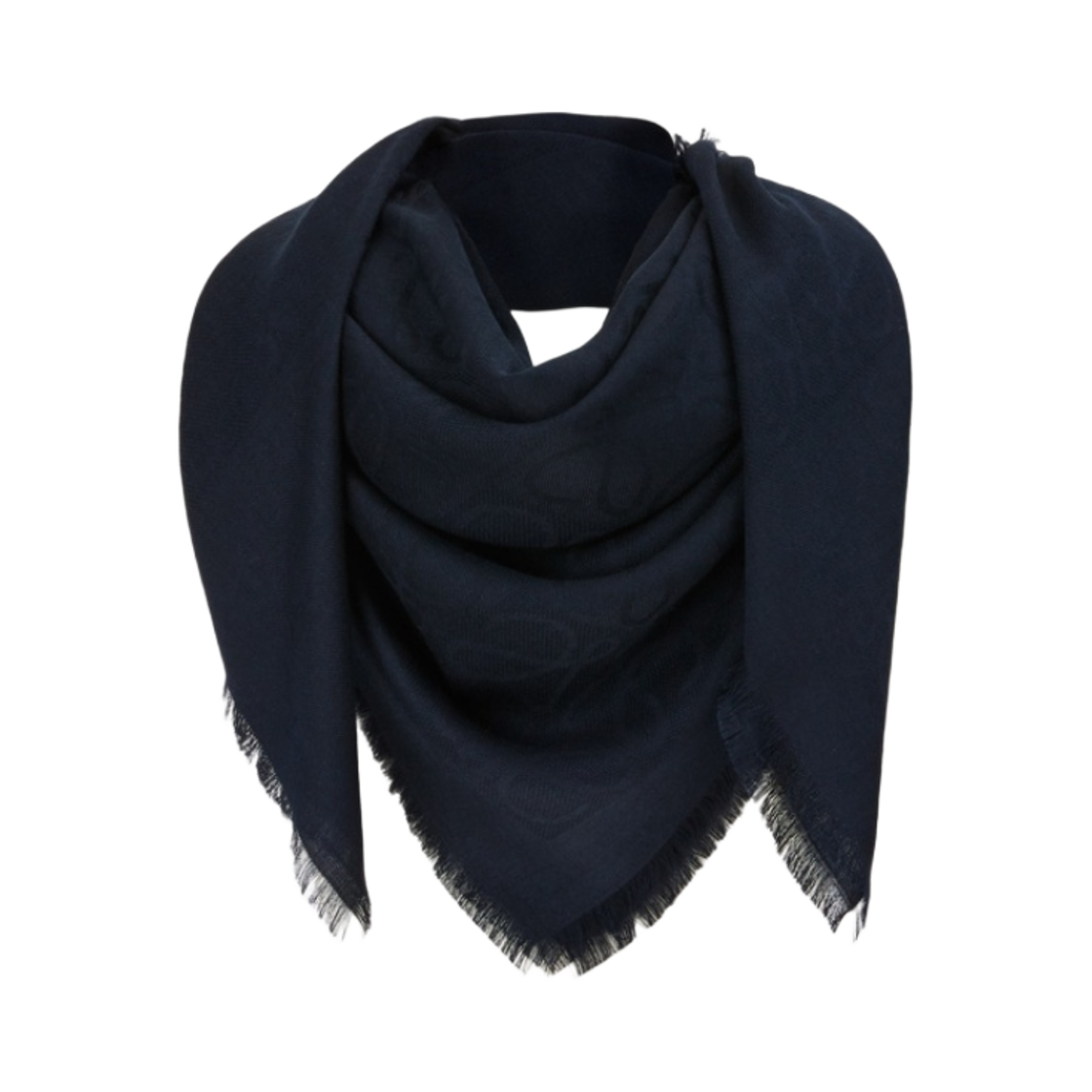 (W) 로에베 다메로 스카프 인 울 실크 앤 캐시미어 다크 블루((W) Loewe Damero Scarf In Wool Silk and Cashmere Dark Blue) - 1