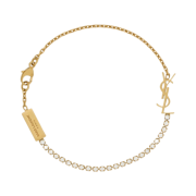 (W) Saint Laurent Opyum Charm Bracelet in Metal and Rhinestone Crystal Gold