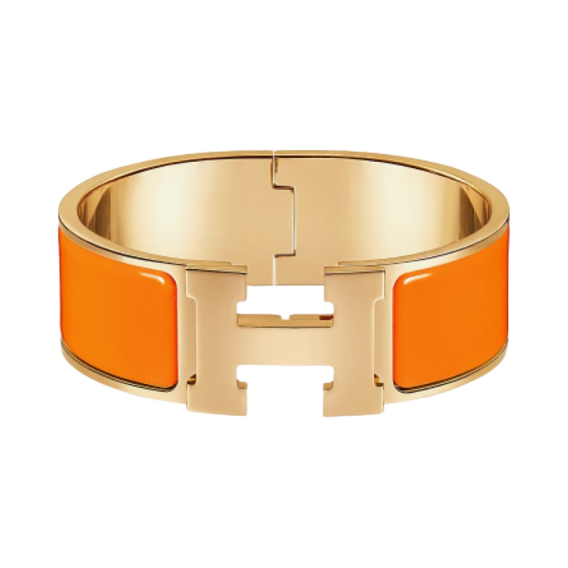 (W) 에르메스 클릭 클락아슈 브레이슬릿 골드 하드웨어 & 오랑쥬((W) Hermes Clic Clac H Bracelet Gold & Orange) - 1