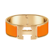 (W) Hermes Clic Clac H Bracelet Gold & Orange