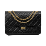 Chanel Large 2.55 Handbag Aged Calfskin & Gold Black