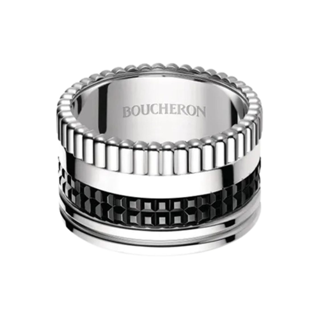 부쉐론 콰트로 블랙 에디션 라지 링 18K 화이트 골드 블랙 PVD(Boucheron Quatre Black Edition Large Ring 18K White Gold Black PVD)