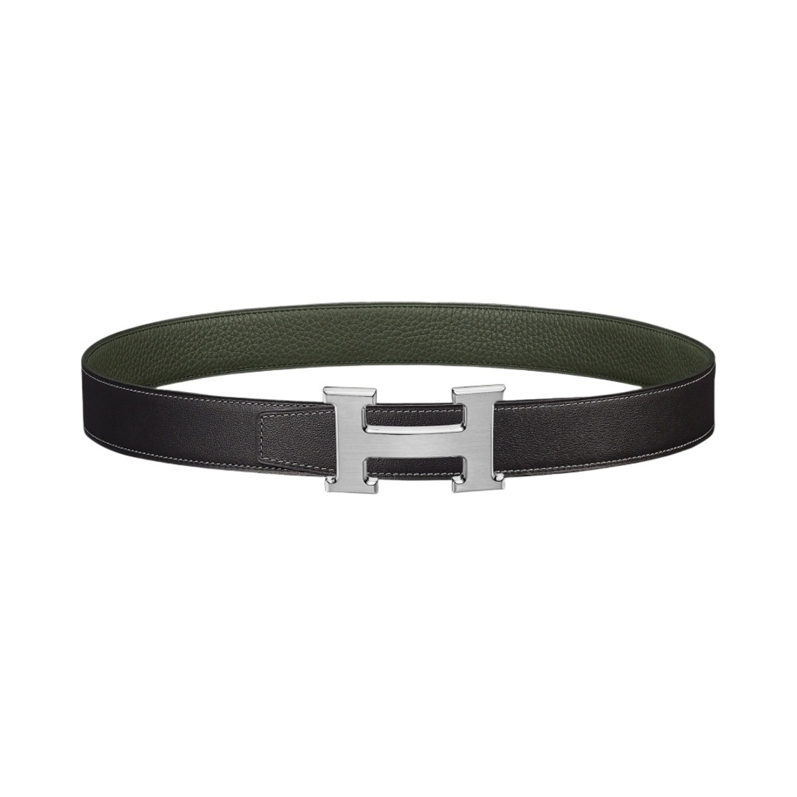 에르메스 H 벨트 버클 & 리버서블 가죽 스트랩 32mm & 그리 모옌 그래파이트 베르 드 그리(Hermes H Belt Buckle & Reversible Leather Strap 32mm & Gris Moyen Graphite Vert De Gris) - 1