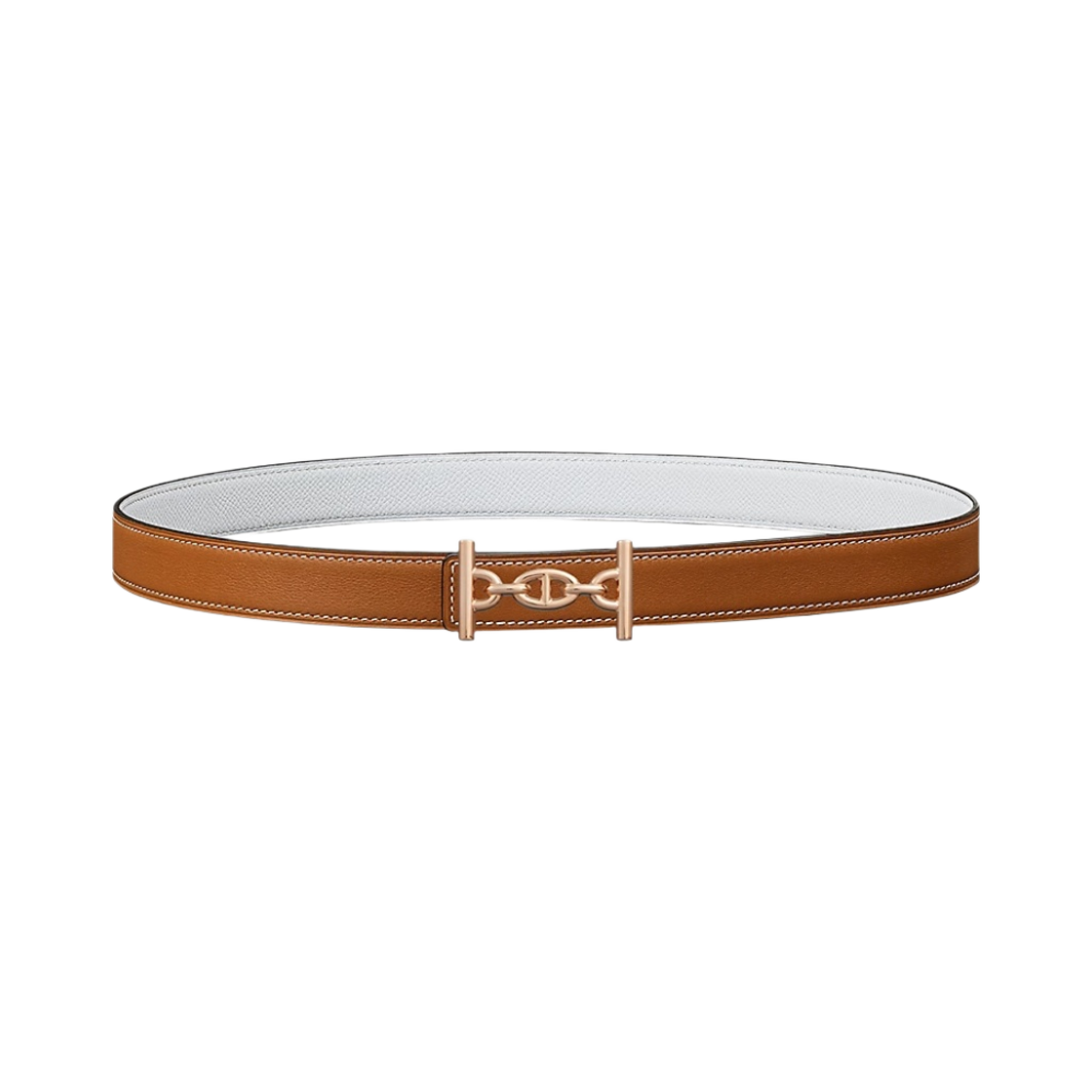 (W) 에르메스 라군 벨트 버클 & 리버서블 가죽 스트랩 24mm & 핑크 골드 골드 블랑((W) Hermes Lagune Belt Buckle & Reversible Leather Strap 24mm & Pink Gold Gold Blanc) - 1