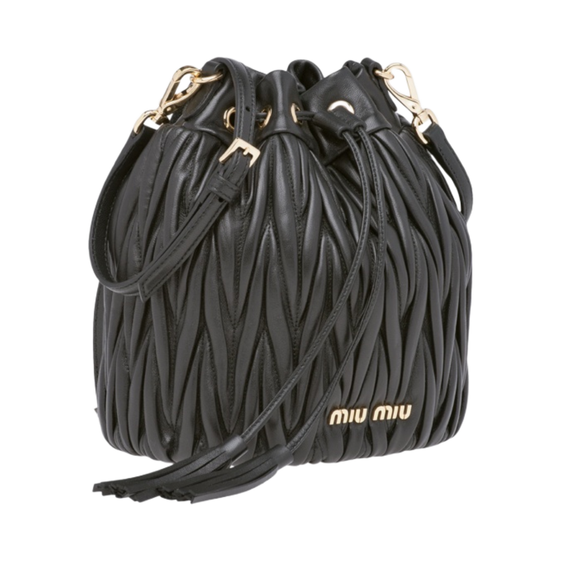 미우 미우 마테라쎄 가죽 버킷백 블랙(Miu Miu Matelasse Nappa Leather Bucket Bag Black) - 2