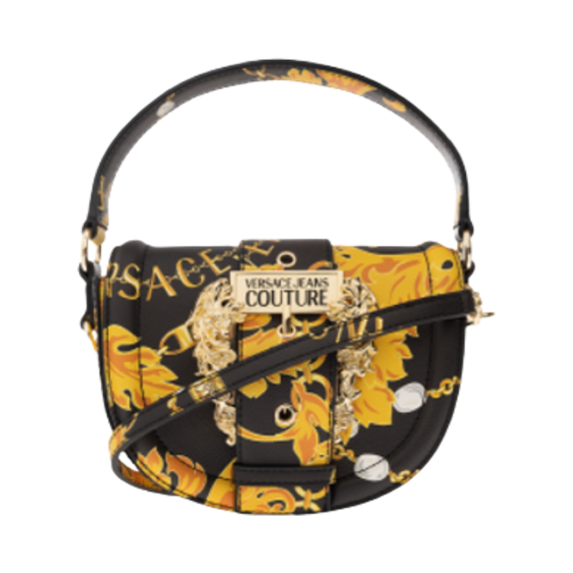 75VA4BF2-ZS807-G89 Versace Jeans Couture Logo Shoulder Bag Black Gold