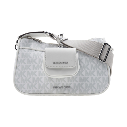 32S3SJ6C8V101 Michael Kors Jet Set Monogram Crossbody Bag Optic White Alluminium