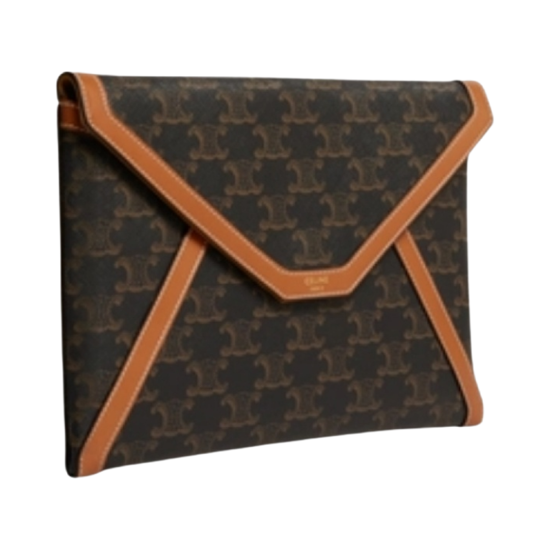 셀린느 트리옹프 캔버스 & 카프스킨 엔벨로프 스몰 파우치 탄(Celine Envelop Small Pouch in Triomphe Canvas and Calfskin Tan) - 2