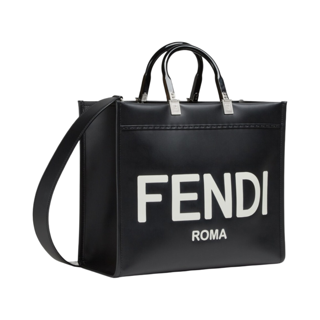 펜디 로마 선샤인 미디움 레더 쇼퍼백 블랙(Fendi Roma Sunshine Medium Leather Shopper Bag Black) - 2