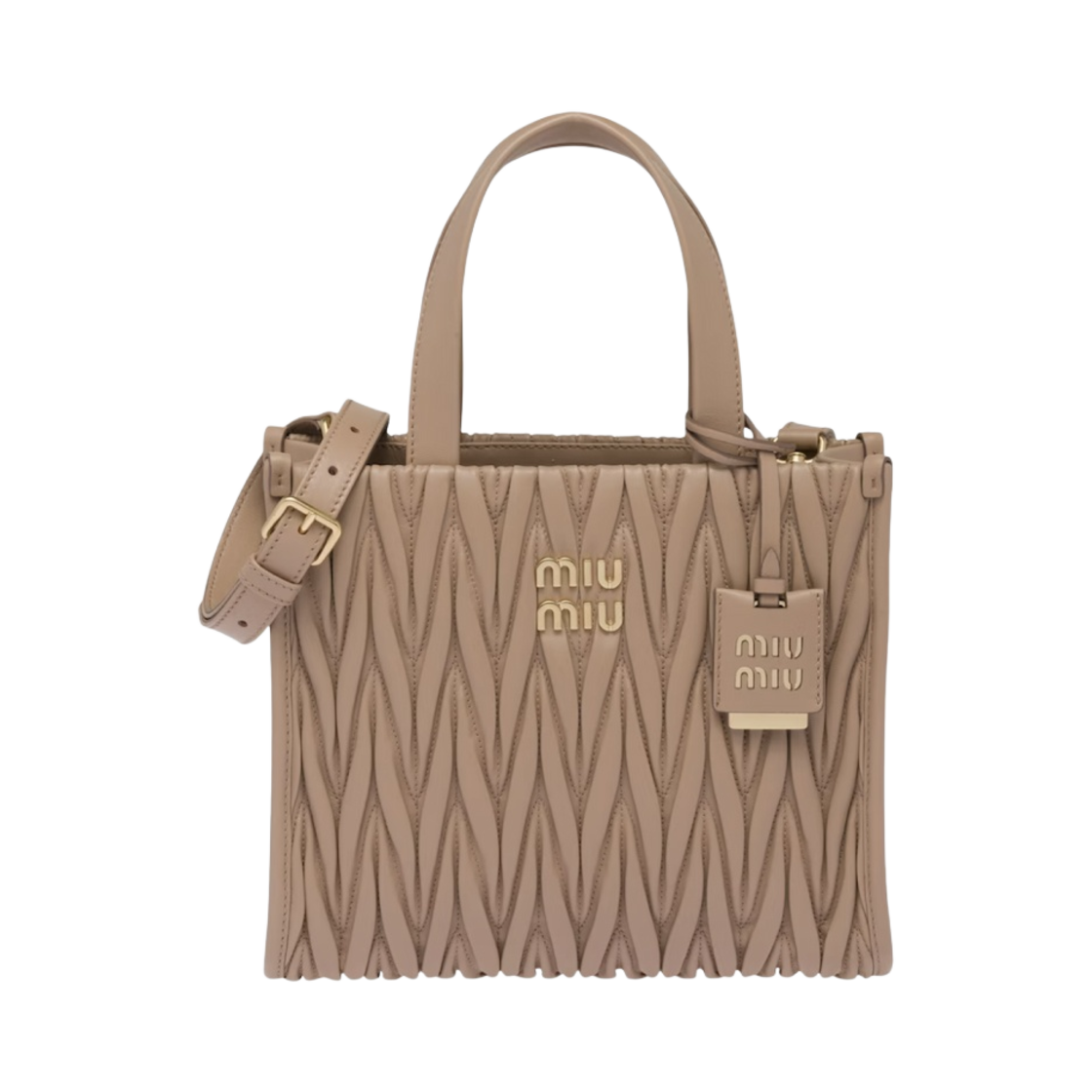 미우 미우 마테라쎄 나파 가죽 토트백 카메오(Miu Miu Matelasse Nappa Leather Tote Bag Cameo) - 1
