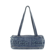 Matin Kim Logo Washed Denim Duffel Bag Blue