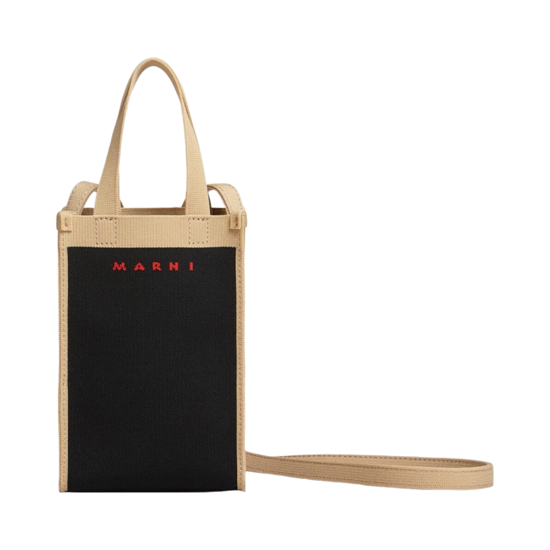 마르니 자카드 미니 숄더백 블랙 베이지(Marni Jacquard Mini Shoulder Bag Black Beige) - 1