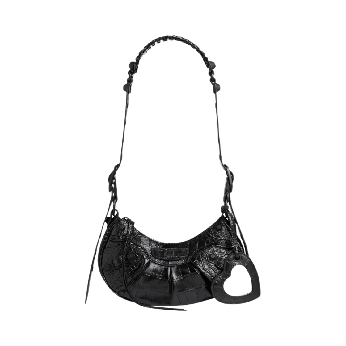 발렌시아가 크로커다일 엠보스 르 카골 XS 숄더백 블랙