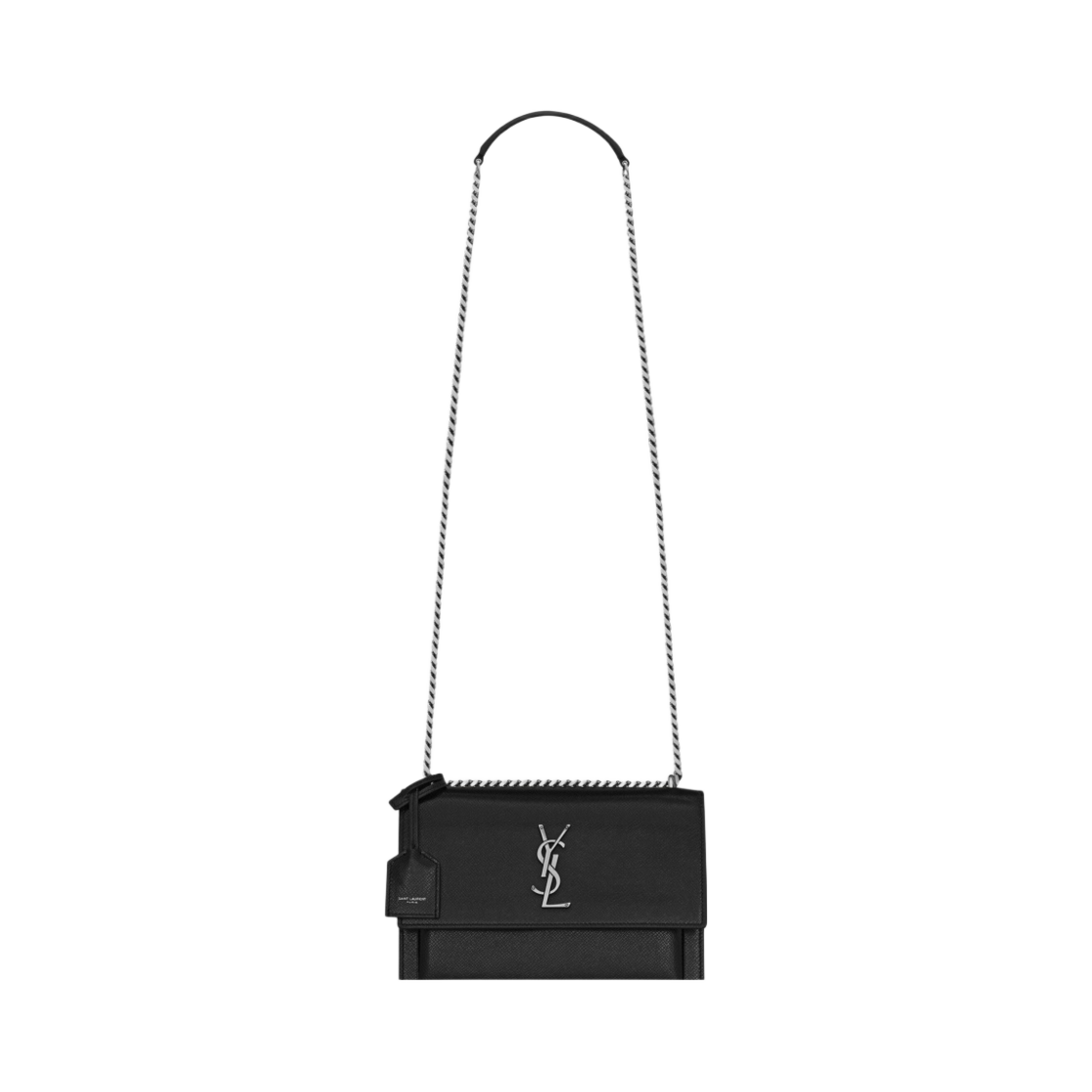 생로랑 코티드 바크 레더 선셋 미디움 체인백 블랙