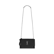 Saint Laurent Sunset Medium Chain Bag in Coated Bark Leather Black