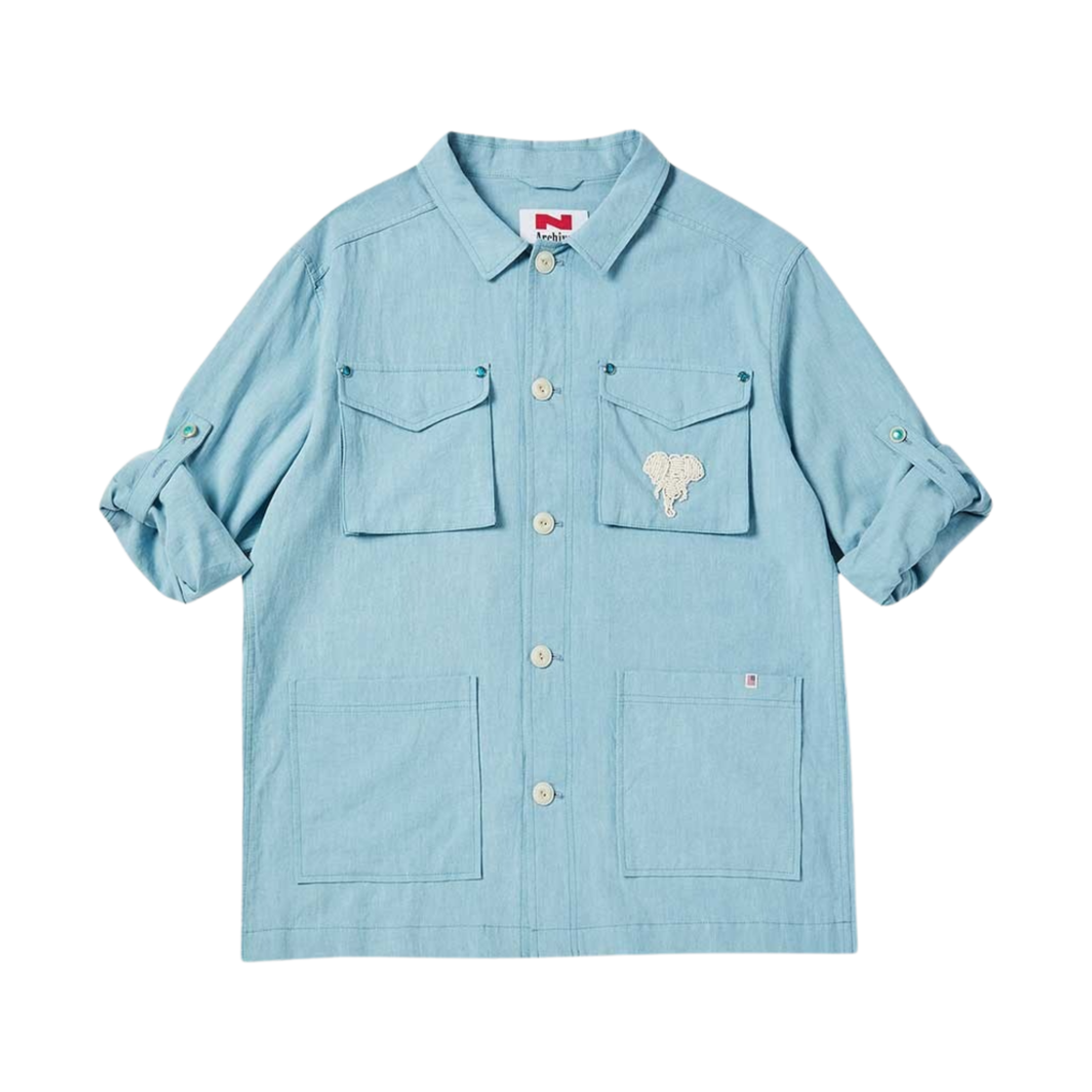 엔 아카이브 핸드 메이드 웨스턴 디테일 린넨 자켓 스카이 블루